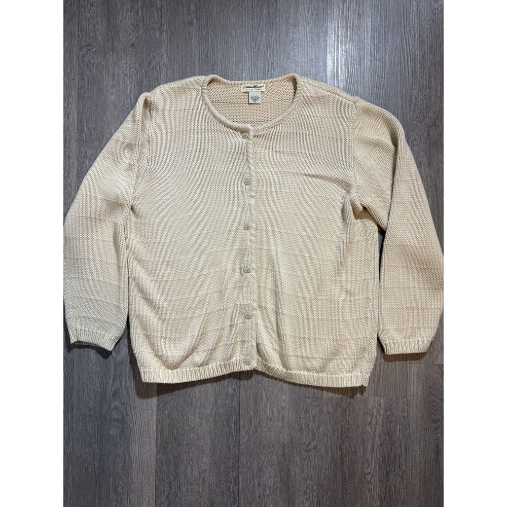 VTG Eddie Bauer Chunky Shaker Knit Cardigan Oatmeal Beige Women XXL Australia